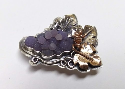 Judy Larson's Sugared Grapes Pendant - , Metalwork, Butane Torch, Soldering, Solder, grape chalcedony pendant